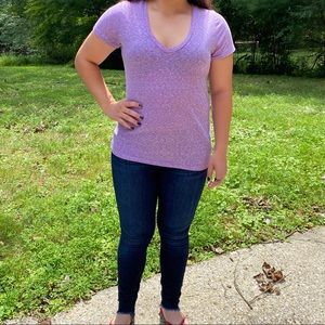 Purple T Shirt and Joes Jeans